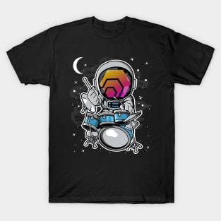 Astronaut Drummer HEX Coin To The Moon HEX Crypto Token Cryptocurrency Blockchain Wallet Birthday Gift For Men Women Kids T-Shirt